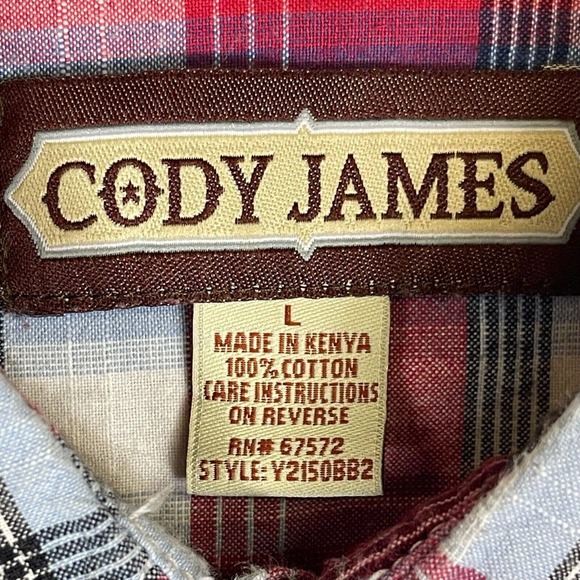 Cody James Button Up Shirt Adult L‎ Red White Casual Western Pearl Snap Mens - Picture 3 of 9